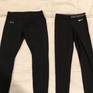 Workout pants. Under Armour and Nike